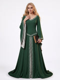 A-Line/Princess V-Neck Long Sleeves Asymmetrical Vintage Dress