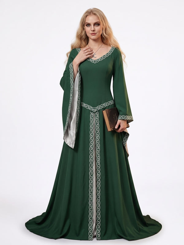 A-Line/Princess V-Neck Long Sleeves Asymmetrical Vintage Dress