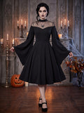 A-Line/Princess Plain High Neck Long Sleeves Knee-Length Vintage Halloween Performance Costumes Dress