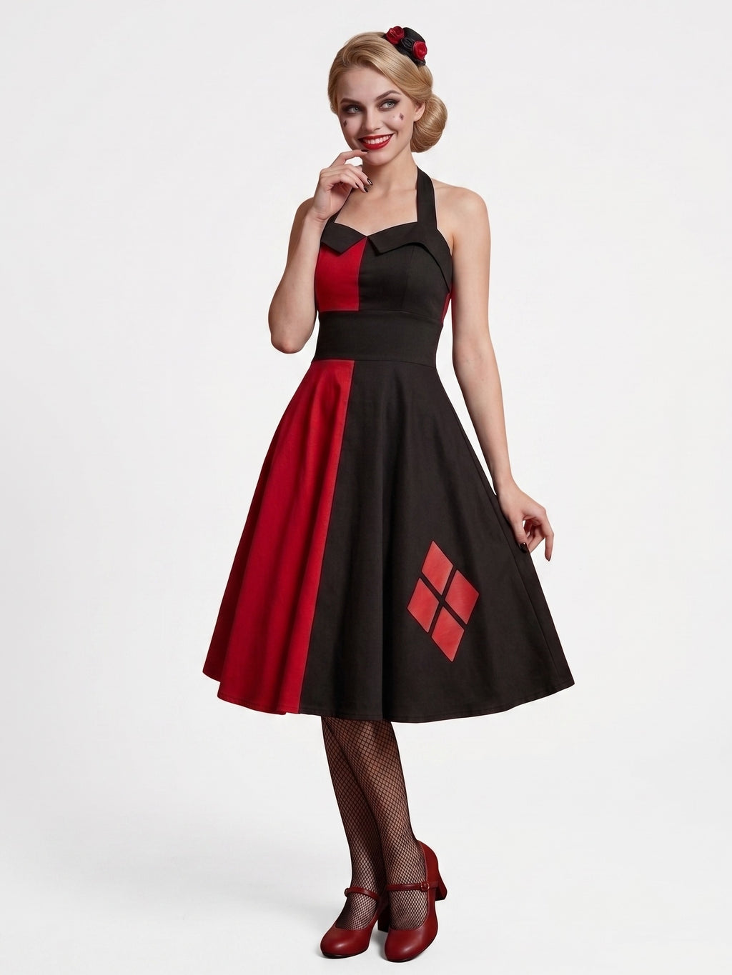 A-Line/Princess Halter Sleeveless Knee-Length Halloween Performance Costumes Dress