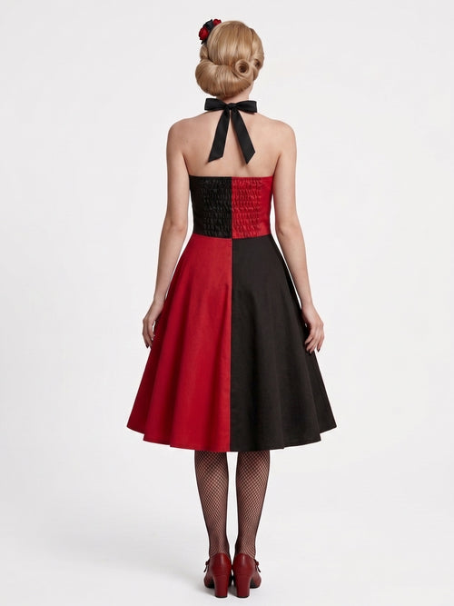 A-Line/Princess Halter Sleeveless Knee-Length Halloween Performance Costumes Dress