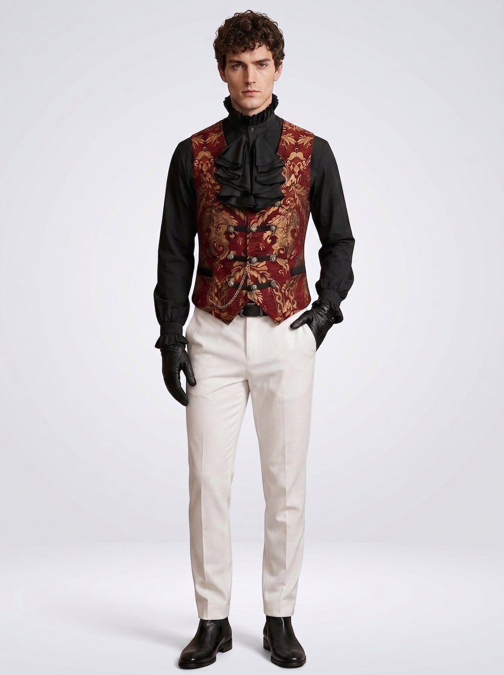 Rococo Vintage Men's Fantasy Renaissance Fancy Costume Shirt Vampire Royal Attire Halloween Carnival LARP