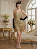 Great Gatsby Vintage Sleeveless Mini Sequins Tassel Fringe V-Neck Carnival for Women