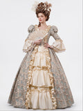Rococo Vintage Court Retro Costume Princess Ankle-Length Appliques Square Collar Photo Shooting Murder Mystery Game Stage Play Carnival