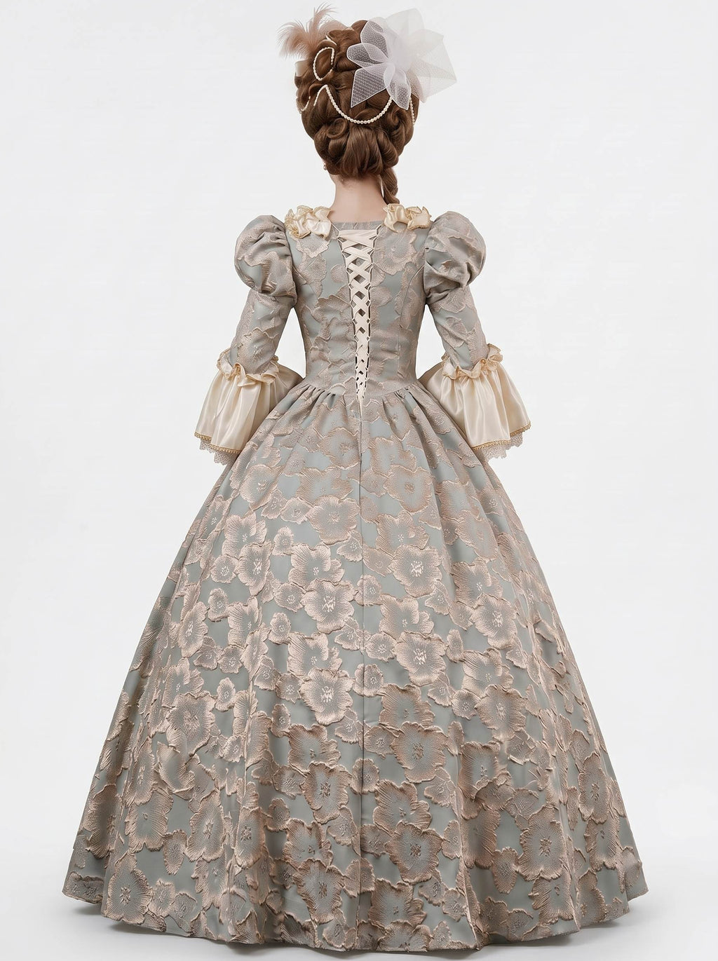 Rococo Vintage Court Retro Costume Princess Ankle-Length Appliques Square Collar Photo Shooting Murder Mystery Game Stage Play Carnival