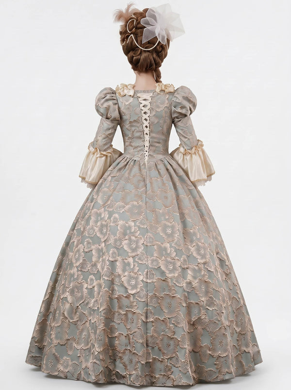Rococo Vintage Court Retro Costume Princess Ankle-Length Appliques Square Collar Photo Shooting Murder Mystery Game Stage Play Carnival