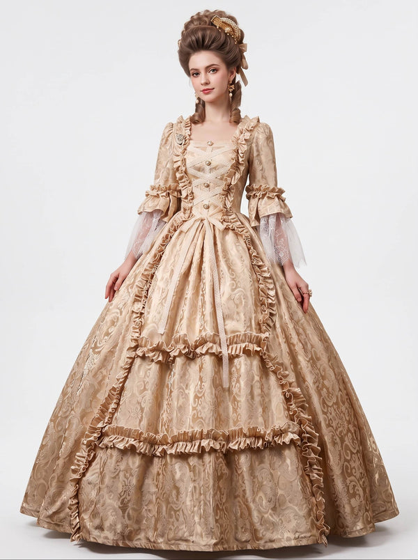 Rococo Vintage Court Retro Costume Princess Ankle-Length Lace Square Collar Fashion Show Portrait Photography LARP