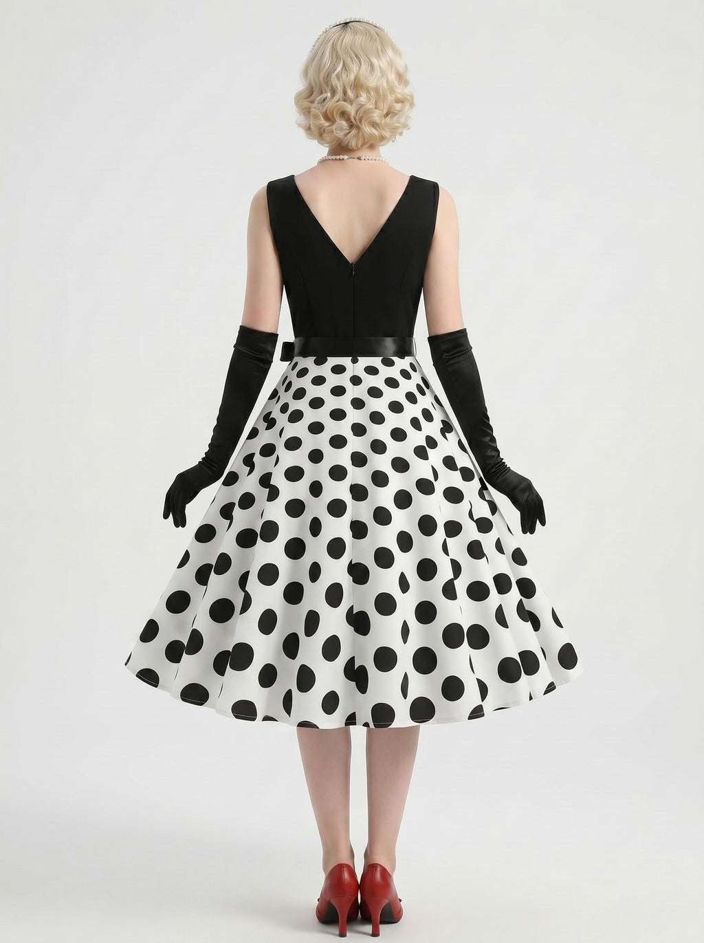 1950s Vintage Retro Rockabilly Swing Dress Flare Dress Knee-Length Polka dots V-Neck Carnival Halloween Christmas Engagement Party for Women